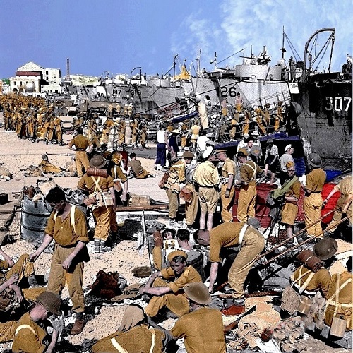 الجنود البريطانيون في ميناء سوسة خلال الحرب العالمية الثانية