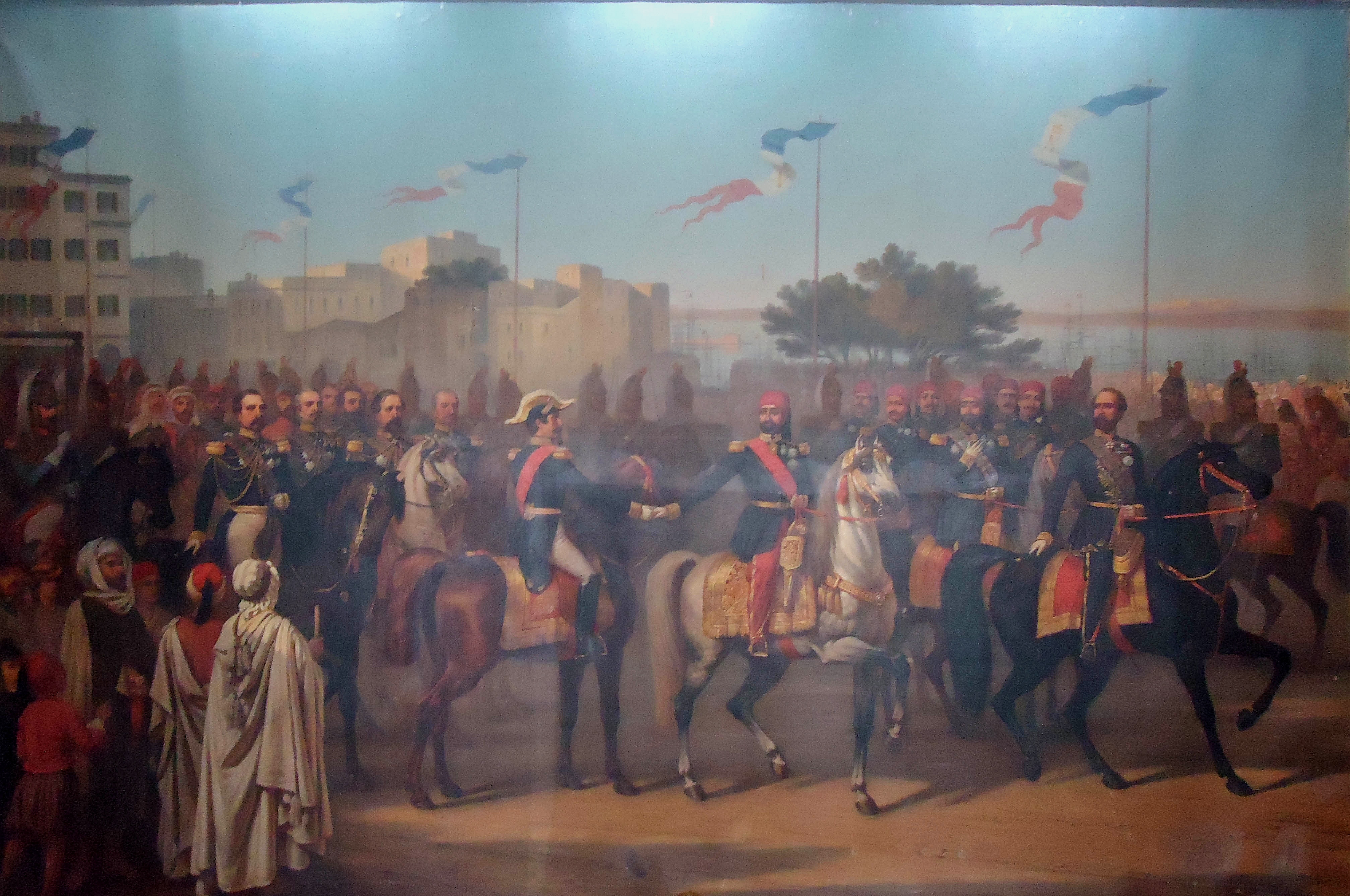 لقاء الصادق باي بنابليون الثالث ملك فرنسا سنة 1860 م بالجزائر