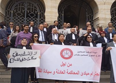 محاماة محامون إضراب حضوري وقفة احتجاجية قصر العدالة تونس
