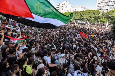 مظاهرة تلاميذ تونس لدعم فلسطين