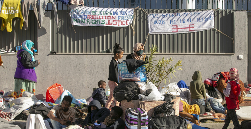  لاجئون محتجون في تونس