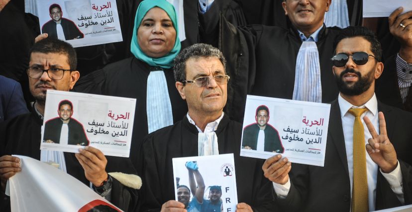 مظاهرات سابقة للمحامين ضد محاكمة المدنيين عسكريًا (حسن مراد/Eyepix group)