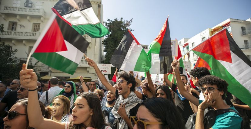 مظاهرة في تونس دعما لفلسطين وغزة