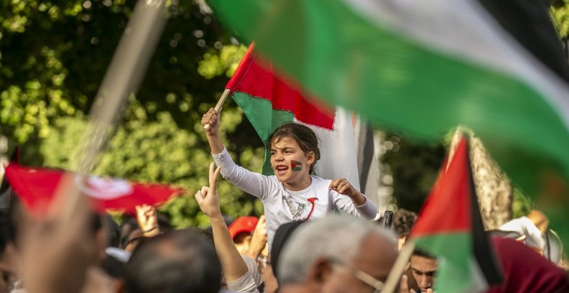 مسيرة وطنية في تونس فلسطين 